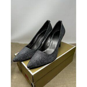 Michael Kors Woman's Dorothy Flex Pump Glitter Anthracite Black/Silver Heels 10M